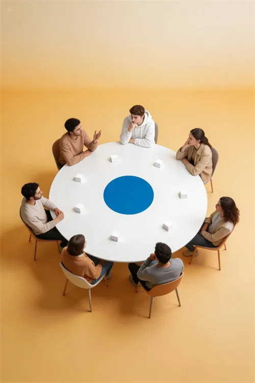 seedream 5.0 Minimalist Yellow Circular Table